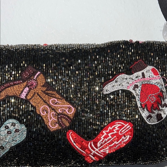 From India To You | Cowgirl Boot Embroidered Beaded Shoulder Bag - Picture 6 of 15